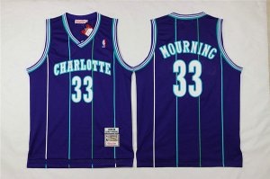 Maillot De Basket Charlotte Hornets Alonzo Mourning 33 Engrener Retro Violet